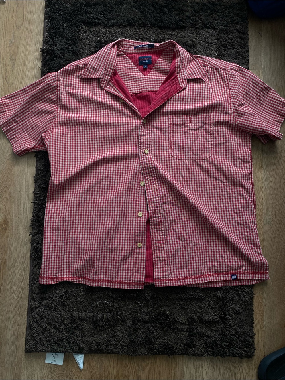 Tommy Hilfiger Red Gingham Short Sleeve Button-Down Shirt
